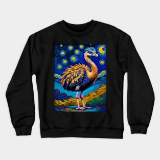 Ostrich in starry night Crewneck Sweatshirt